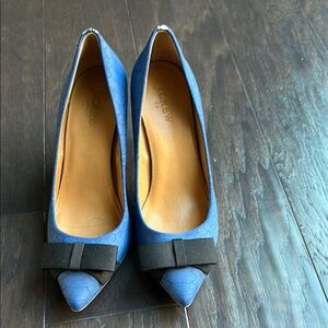 J. Crew Women's Blue and Black Bow Heels